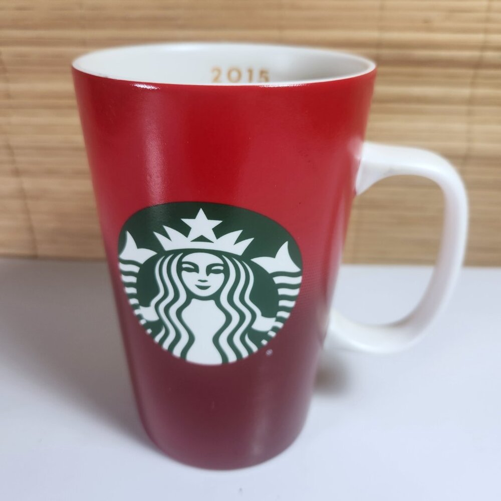 Starbucks Red Holiday Mug 2015 16oz Ceramic Coffee Cup Siren Logo
